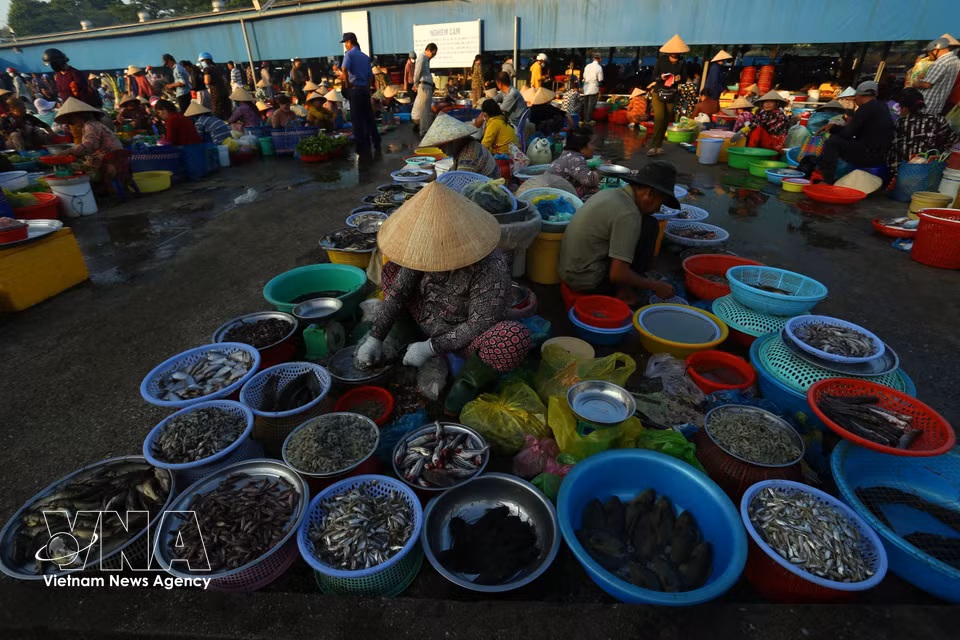 Productos típicos de la región del delta del Mekong a la venta en el mercado. (Foto: VNA)