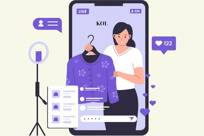 Hoy en día, los KOL no solo comparten contenido personal, sino que también se convierten en socios importantes de empresas y marcas en campañas publicitarias y negocios en línea. (Fuente: haiquanonline.com.vn) smes20250815111401.jpg