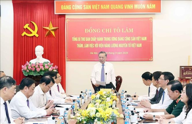 El secretario general del Partido Comunista de Vietnam , To Lam, habla en el evento. (Fuente: VNA) tbt2.jpg