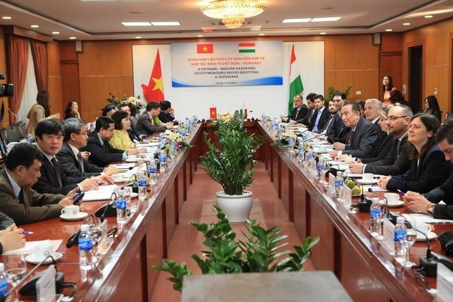 La sexta reunión del Comité Mixto Vietnam-Hungría sobre Cooperación Económica en Hanoi. (Foto: VNA) 726-17-40-7.jpg