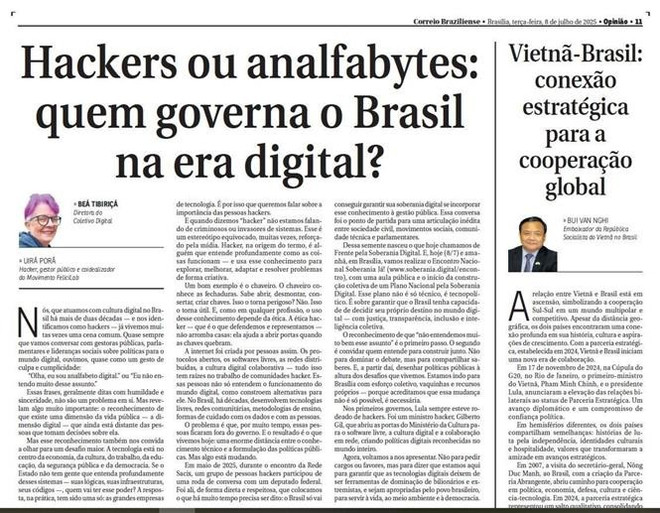 El artículo del embajador de Hanoi en Brasilia, Bui Van Nghi. (Fuente: VNA) vna-potal-viet-nam-brazil-ket-noi-chien-luoc-vi-hop-tac-toan-cau-8138504.jpg