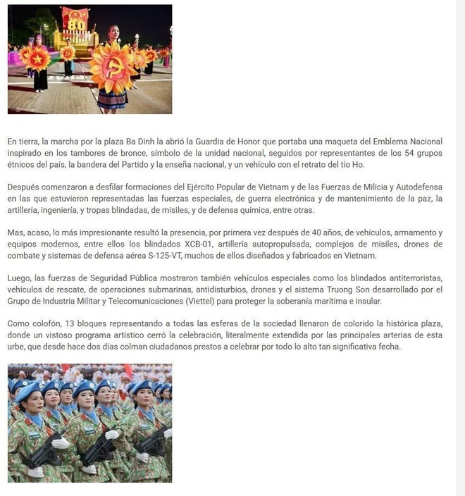 Artículo publicado en el semanario El Siglo, órgano oficial del Partido Comunista de Chile el 3 de septiembre de 2025. (Foto: VNA) vna-potal-truyen-thong-chile-dua-tin-le-ky-niem-80-nam-quoc-khanh-viet-nam-8255252.jpg