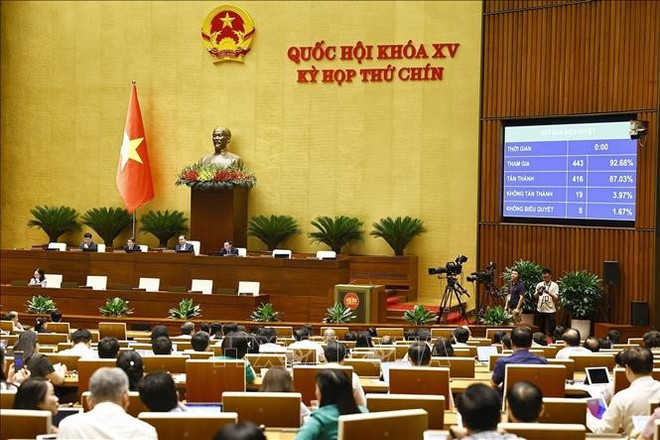 La Asamblea Nacional votó a favor de la Resolución sobre mecanismos y políticas para el desarrollo de la economía privada. (Foto: VNA) kinh-te-tu-nhan-30525-10.jpg
