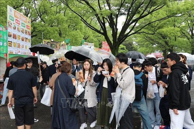 A pesar de las fuertes lluvias, el Festival atrae a numerosos visitantes para disfrutar de la gastronomía vietnamita. (Foto: VNA) uuid01d6c753-bbcd-452b-9dab-3317c812a964code001library1type1mode1loctruecaptrue.jpg