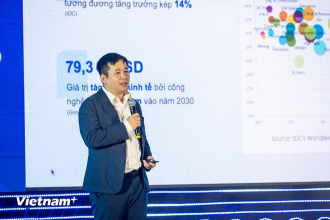 Le Hong Viet, director general de FPT Smart Cloud, analiza la posición de Vietnam en el panorama mundial de la IA. (Foto: Vietnam+) ai-day-2025-1-2.jpg