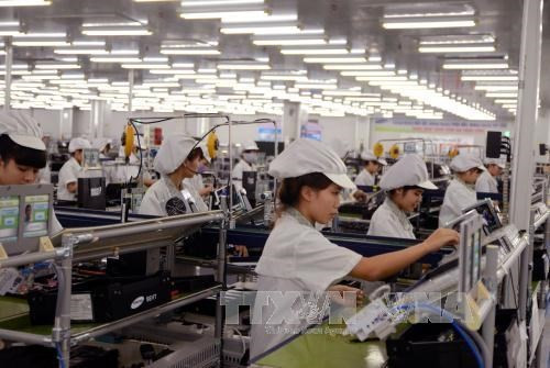 Producción de teléfonos móviles en Samsung Electronics Vietnam Thai Nguyen (SEVT), una empresa con capital 100% surcoreano. (Foto: VNA) han-quoc-19-30-53-806-20240402075113.jpg