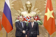 El presidente de la Asamblea Nacional de Vietnam, Tran Thanh Man, y el primer ministro de Rusia, Mikhail Vladimirovich Mishustin. (Fuente: VNA)