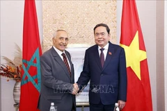 El presidente del Parlamento de Vietnam, Tran Thanh Man y el presidente de la Asociación de Amistad Marruecos-Vietnam, Mustapha El Ktiri. (Fuente: VNA)