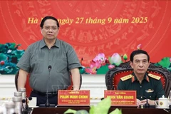 El primer ministro Pham Minh Chinh habla en la reunión (Fuente: VNA)