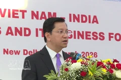 Nguyen Thanh Hai, embajador de Vietnam en la India, pronuncia un discurso en el evento (Fuente: VNA)