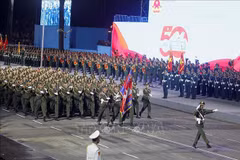 El desfile de las fuerzas armadas reales de Camboya. (Fuente: VNA) 