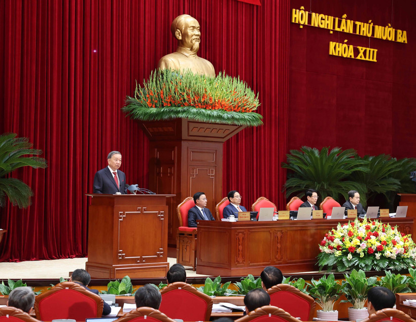 El secretario general del Partido Comunista de Vietnam, To Lam, habla en el evento. (Foto: VNA)