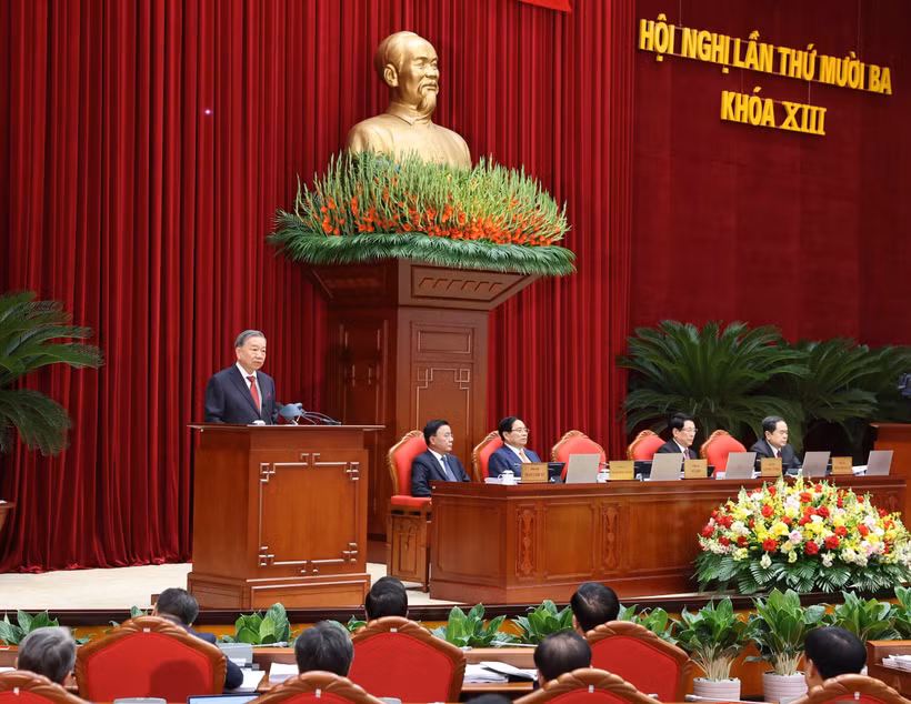 El secretario general del Partido Comunista de Vietnam, To Lam, habla en el evento. (Foto: VNA)