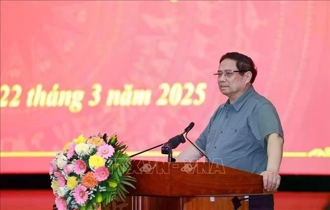 El primer ministro Pham Minh Chinh en la reunión. (Foto: VNA)