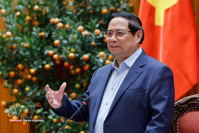 El primer ministro Pham Minh Chinh habla en la cita. (Fuente: VNA)