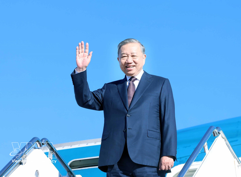 El secretario general del PCV, To Lam, concluye su participación en la reunión inaugural de la Junta de Paz sobre Gaza en Estados Unidos. Foto: VNA