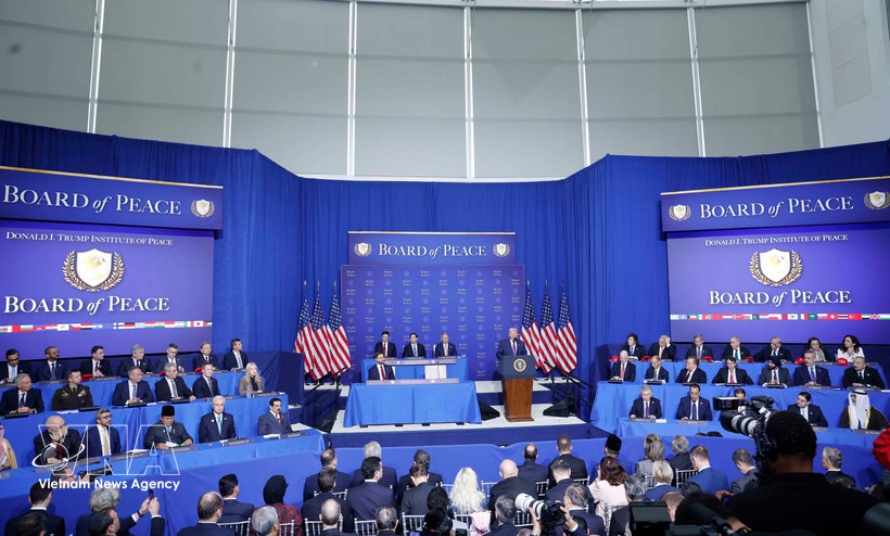El secretario general del PCV, To Lam, participa en la sesion inaugural de la Junta de Paz sobre Gaza, en Washington. Foto: VNA