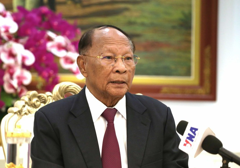 Samdech Heng Samrin, presidente honorario del Partido Popular de Camboya. (Foto: VNA)