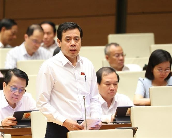 El diputado Tran Anh Tuan de Ciudad Ho Chi Minh habla en una sesión de debate. (Foto: VNA)