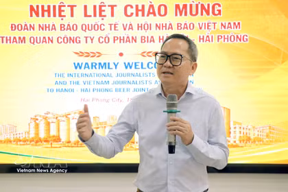 Puy Kea, presidente del Club de Periodistas de Camboya, en el evento. (Fuente: VNA)