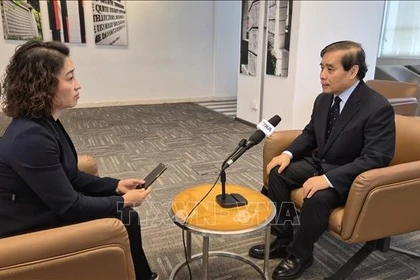 El profesor Vu Minh Khuong, de la Escuela de Políticas Públicas Lee Kuan Yew, en la entrevista. (Fuente: VNA)