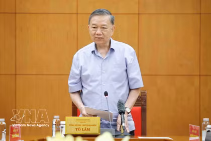 El secretario general del Partido Comunista y presidente de Vietnam, To Lam, en el encuentro. (Fuente: VNA)