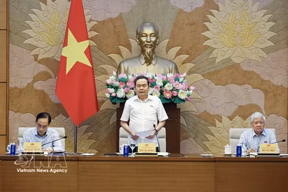 El presidente de la Asamblea Nacional (Parlamento) de Vietnam, Tran Thanh Man, habla en el evento. (Fuente: VNA)