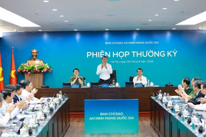 El primer ministro vietnamita, Le Minh Hung, jefe del Comité Directivo Nacional de Ciberseguridad, en el evento. (Fuente: VNA)