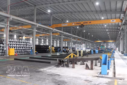 La planta de fabricación y comercialización de acero Hoa Phat Long An en la comuna de Long Cang, provincia de Tay Ninh. (Fuente: VNA)