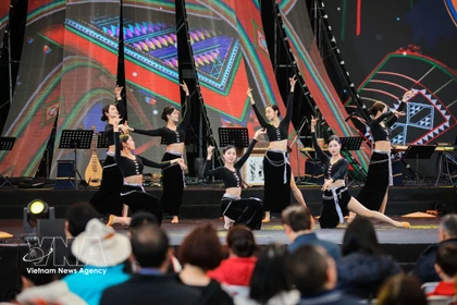 Los espectadores disfrutan una danza de artistas del Teatro Nacional de Ópera y Ballet de Vietnam. (Fuente: VNA)