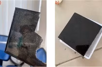 a) Los nanotubos de carbono sin modificar se aglomeran en la resina epoxi. b) Los nanotubos de carbono modificados se dispersan uniformemente en la resina epoxi. (Fuente: Academia de Ciencia y Tecnología de Vietnam)