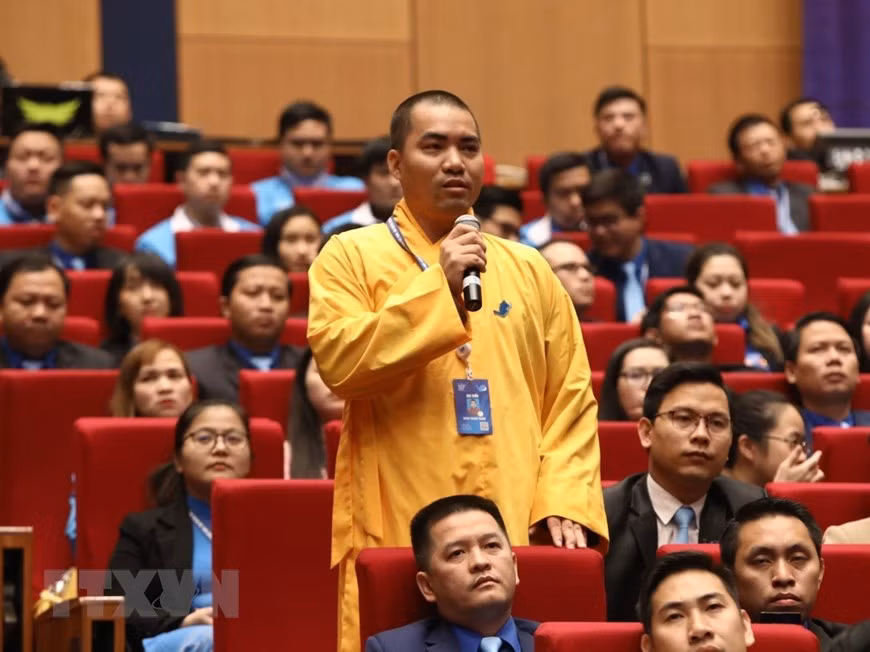 Thich Thanh Thuan, delegado de Hanoi, en el diálogo (Fuente: VNA) 