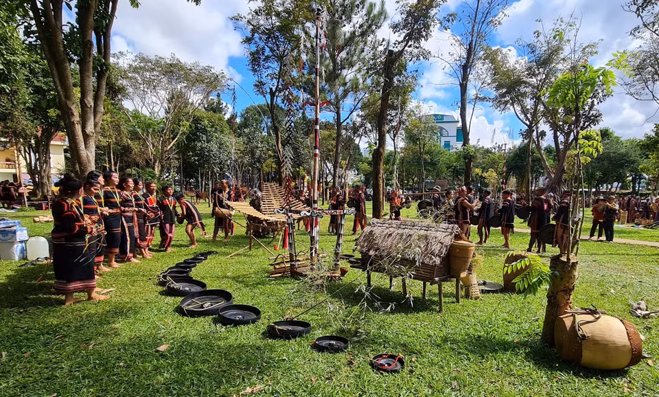 Interpretación del gong. (Foto: VNA)