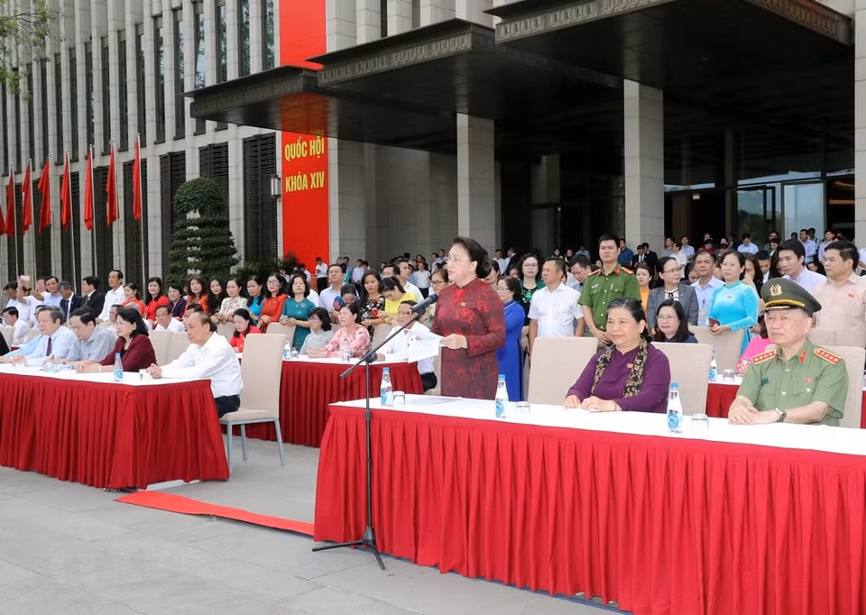 La presidenta de la Asamblea Nacional, Nguyen Thi Kim Ngan, intervino en la ceremonia (Foto: Vietnam +)