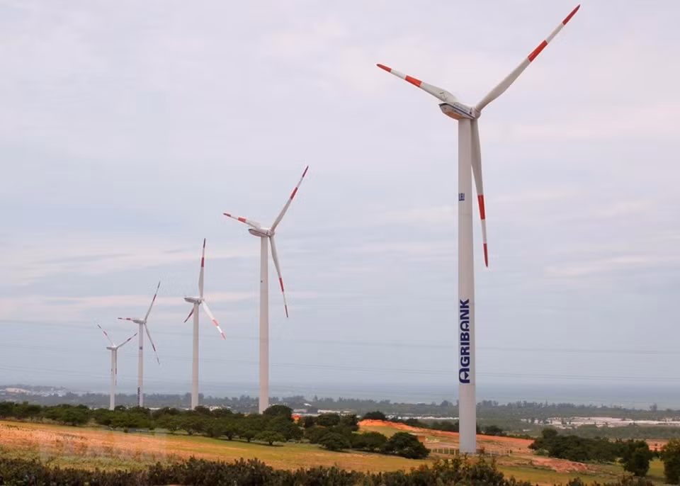 Planta de energía eólica en el distrito de Tuy Phong (Foto: VNA)