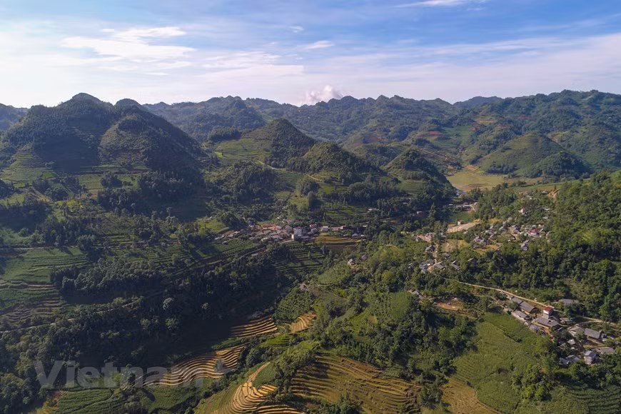 Las aldeas de las minorías étnicas de Bac Ha se encuentran en lo profundo de las montañas. En los últimos años, se ha desarrollado el sistema de carreras entre aldeas y entre comunas, lo que ayuda a llevar la electricidad al barrio y atrae a los turistas a llegar aquí para explorar la cultura local. Bac Ha cuenta con 14 grupos étnicos, de los cuales el pueblo Mong representa más del 47 por ciento de la población total de más de 62 mil personas. Los otros grupos étnicos son Kinh, Dao tuyen (Man negro), Tay, Nung, Phu La y Hoa, entre otros. (Foto: Vietnam+)