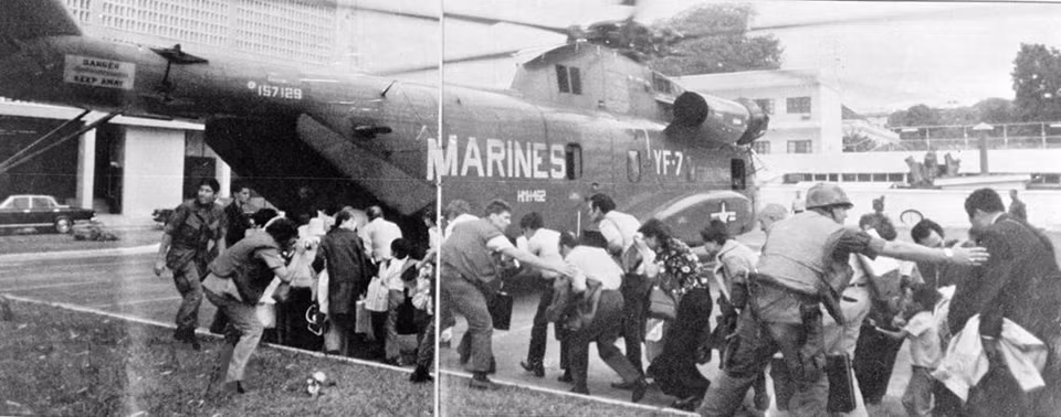 Ante el fuerte avance del Ejército de Liberación, Estados Unidos inició la campaña de evacuación de los ciudadanos norteamericanos y los vietnamitas del gobierno proamericano por helicóptero desde Saigón (del 29 de abril al 30 de abril de 1975). (Foto: VNA)