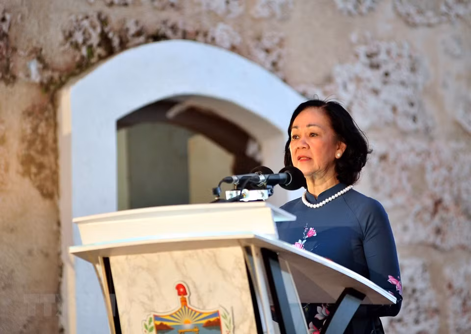 Truong Thi Mai intervino en la inauguración de la 29 Feria Internacional del Libro de La Habana (Foto: VNA)