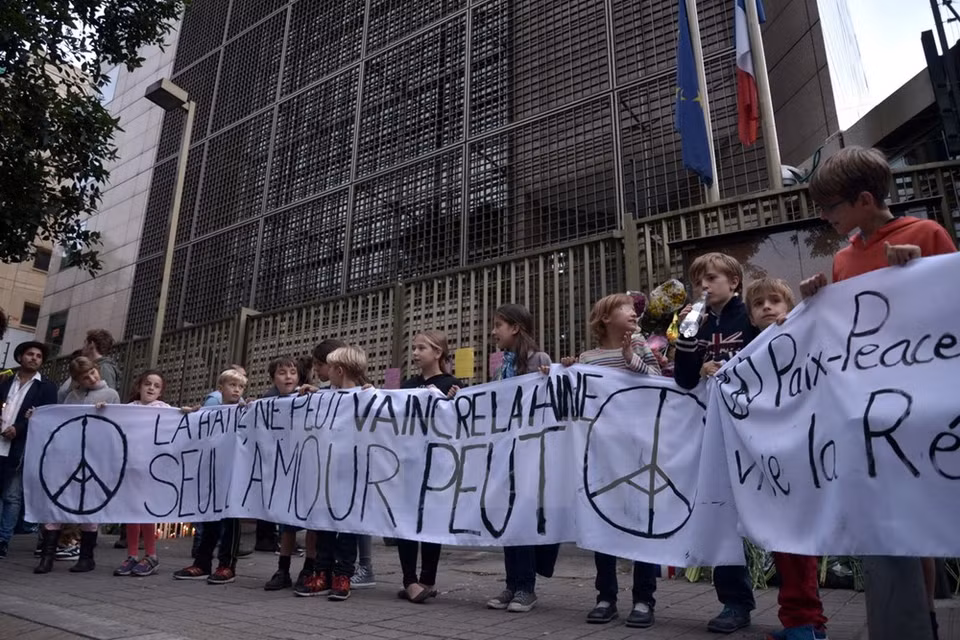 Marcha en Bogotá para condenar los ataques en París (Fuente: AFP/TTXVN)