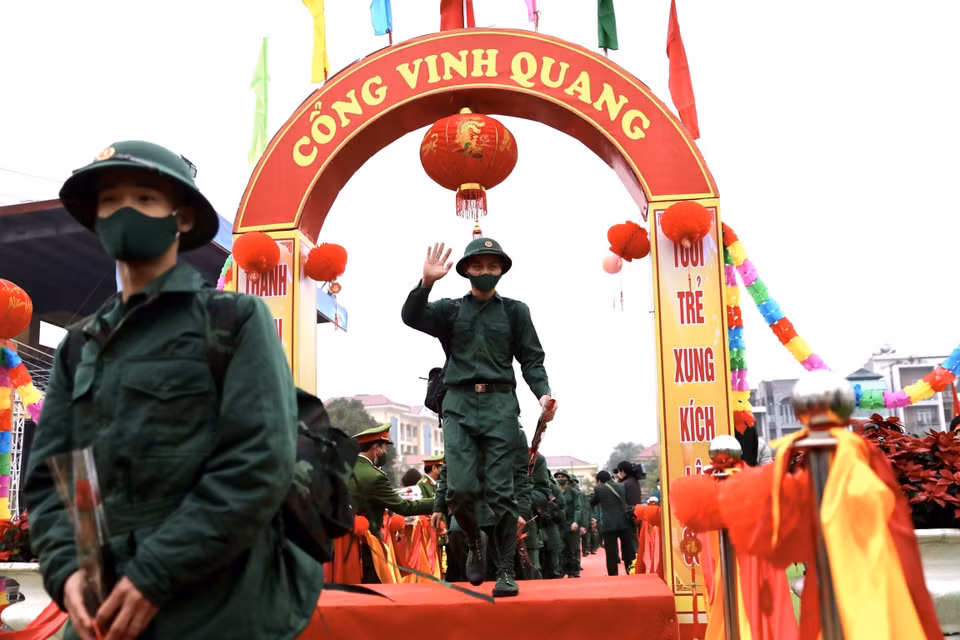 Los reclutas en el distrito de Ba Vi, Hanoi (Foto: VNA)