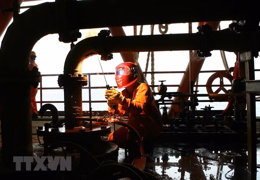 Reparación de equipamientos en la plataforma (Fuente: VNA)