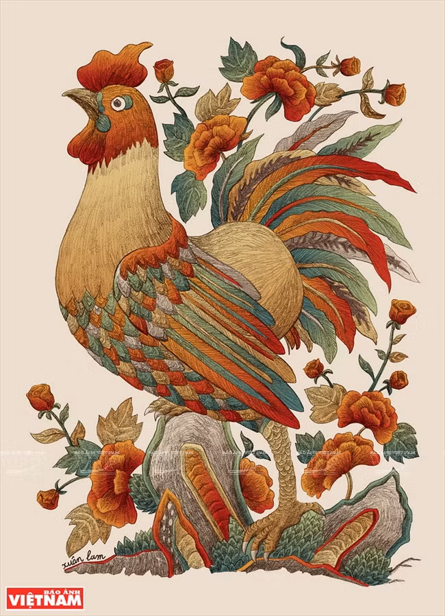 Gallo y rosas.(Fuente: VNA)