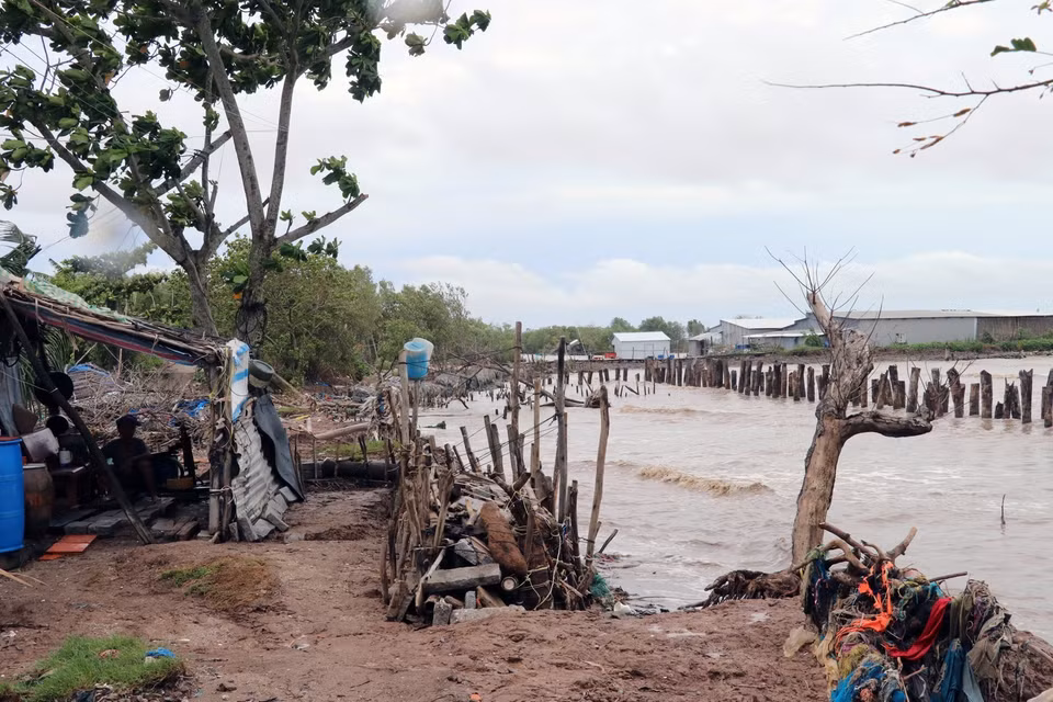 Cambio climático causa grave erosión en el dique en la costa de provincia sureña de Kien Giang. (Foto: VNA)