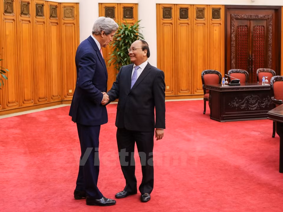 Kerry fue recibido por el primer ministro, Nguyen Xuan Phuc (Fuente: VNA)