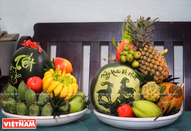 El quinteto de frutas, oferta a los ancestros durante el Tet 