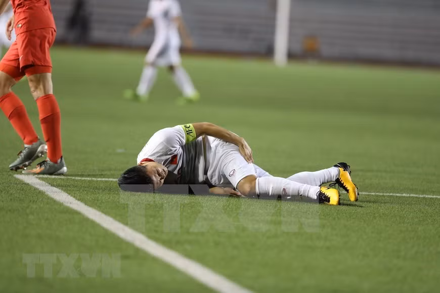 Quang Hai resultó herido en el partido (Foto: VNA)