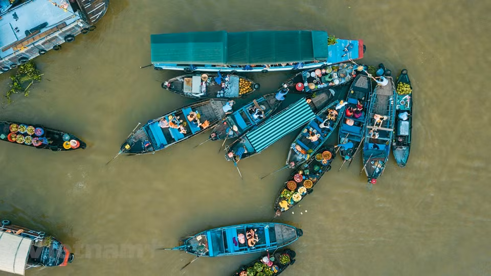 El momento ideal para visitar el mercado flotante Cai Rang es de 5:00 am a 8:00 am. (Fuente: Vietnam+)