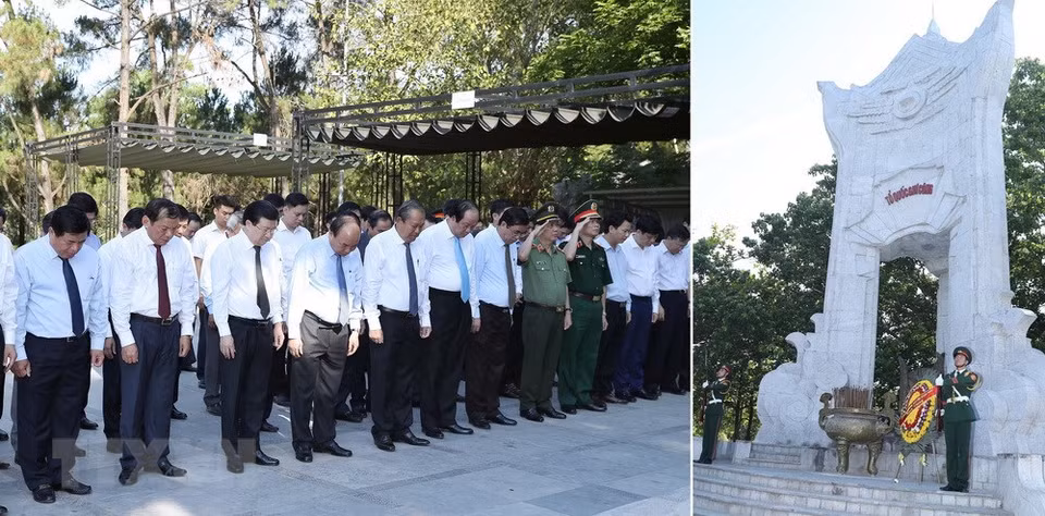 El primer ministro de Vietnam, Nguyen Xuan Phuc, rinde homenaje póstumo a los mártires nacionales (Fuente: VNA)