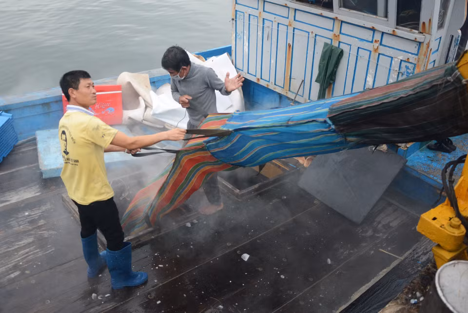 Los pescadores apilan y revisan las redes antes de salir al mar (Fuente: VNA)