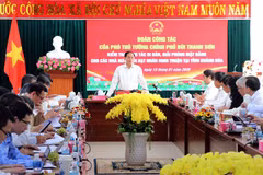 El viceprimer ministro Bui Thanh Son en una reunión con autoridades de la provincia central de Khanh Hoa (Foto; VNA)